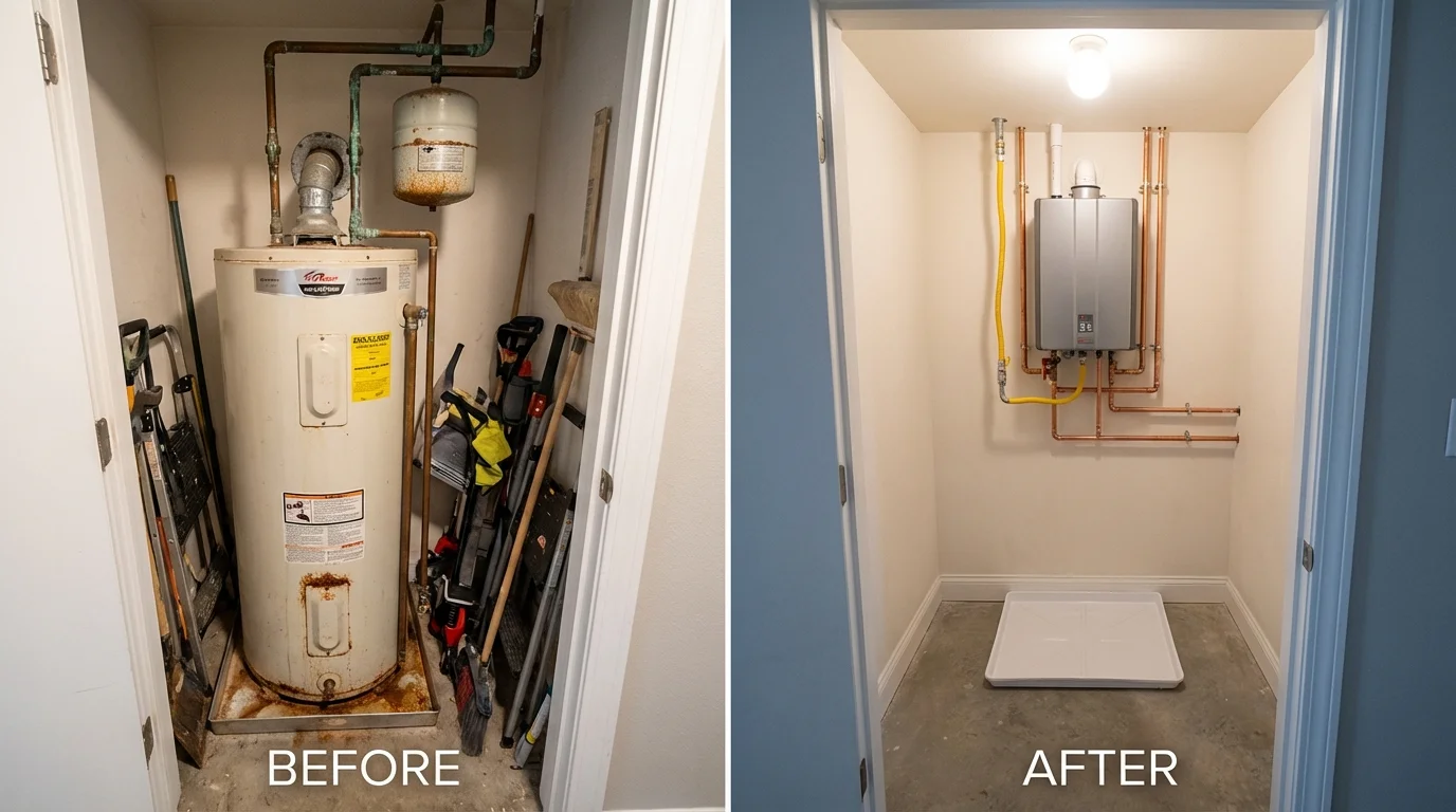 Tank water heater versus wall-mounted tankless unit comparison for Great Falls, MT homeowners