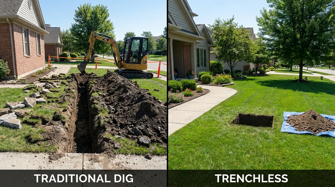 Trenchless sewer repair with minimal yard damage versus traditional excavation in Great Falls, MT